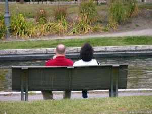 two people on park bench
