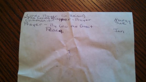 church service we wrote for around pool page2 -right position