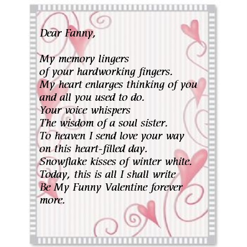free valentines stationary with Fanny Valentines poem